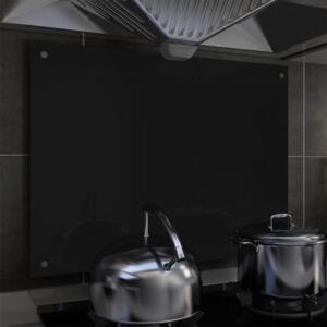 VidaXL Kitchen Backsplash Black 80x60 cm Tempered Glass