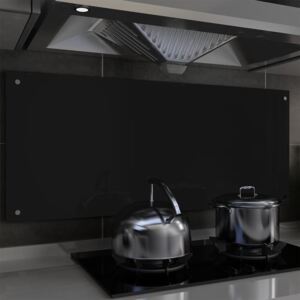 VidaXL Kitchen Backsplash Black 120x50 cm Tempered Glass