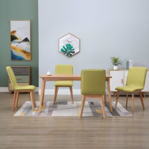 VidaXL Dining Chairs 4 pcs Green Fabric and Solid Oak Wood