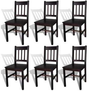 VidaXL Dining Chairs 6 pcs Dark Brown Pinewood