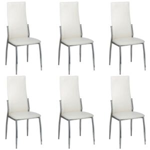 VidaXL Dining Chairs 6 pcs White Faux Leather