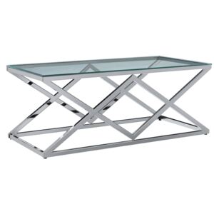VidaXL Coffee Table Transparent 120x60x45 cm Tempered Glass and Stainless Steel