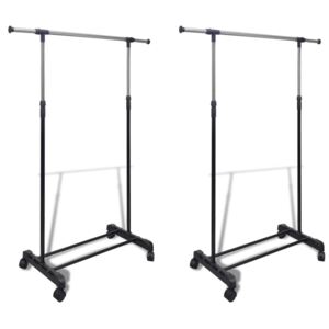 VidaXL Adjustable Clothes Racks 2 pcs 1 Hanging Rail