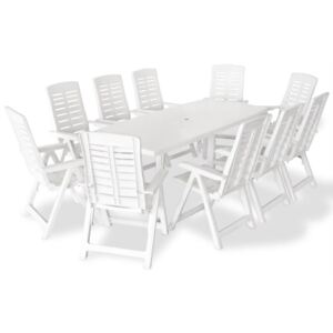 VidaXL 11 Piece Outdoor Dining Set Plastic White