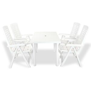 VidaXL 5 Piece Outdoor Dining Set Plastic White