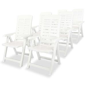 VidaXL Reclining Garden Chairs 6 pcs Plastic White