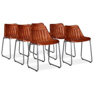 VidaXL Dining Chairs 6 pcs Brown Real Leather