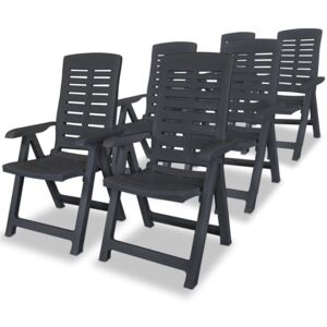 VidaXL Reclining Garden Chairs 6 pcs Plastic Anthracite