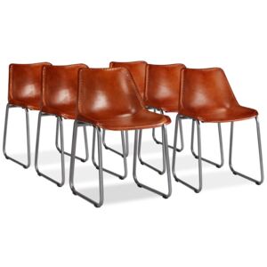 VidaXL Dining Chairs 6 pcs Brown Real Leather