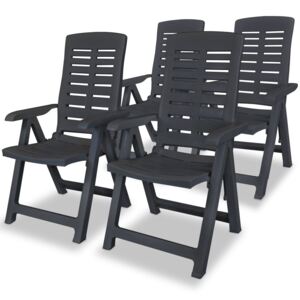 VidaXL Reclining Garden Chairs 4 pcs Plastic Anthracite