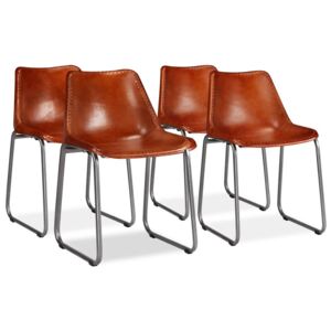 VidaXL Dining Chairs 4 pcs Brown Real Leather