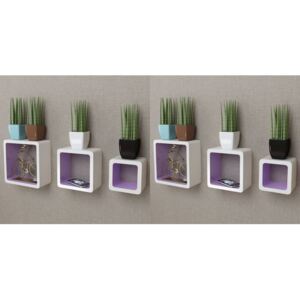VidaXL Wall Cube Shelves 6 pcs White and Purple