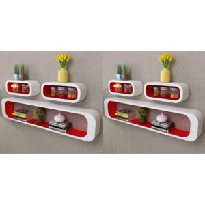 VidaXL Wall Cube Shelves 6 pcs Red and White
