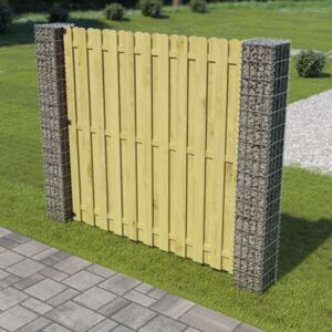 VidaXL Garden Fence Panel with Gabion Posts Pinewood 180x180 cm