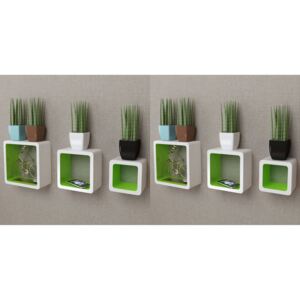 VidaXL Wall Cube Shelves 6 pcs White and Green