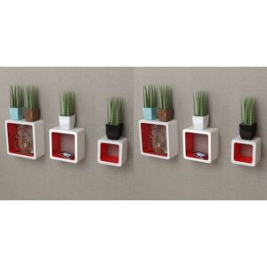VidaXL Wall Cube Shelves 6 pcs White and Red