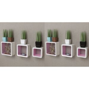 VidaXL Wall Cube Shelves 6 pcs White and Pink