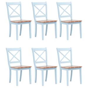 VidaXL Dining Chairs 6 pcs Grey and Light Wood Solid Rubber Wood