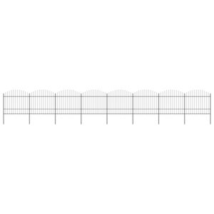 VidaXL Garden Fence with Spear Top Steel (1.5-1.75)x13.6 m Black