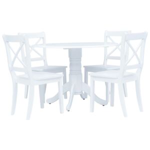 VidaXL 5 Piece Dining Set Solid Rubber Wood White