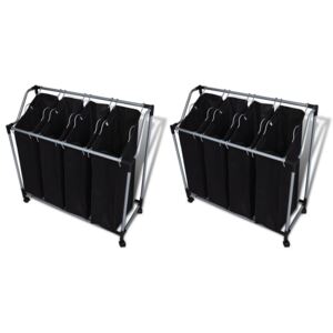 VidaXL Laundry Sorters with Bags 2 pcs Black and Grey