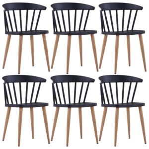 VidaXL Dining Chairs 6 pcs Black Plastic