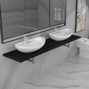 VidaXL Three Piece Bathroom Furniture Set Ceramic Black