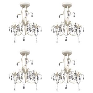 VidaXL Crystal Pendant Ceiling Lamp Chandeliers 4 pcs Elegant White