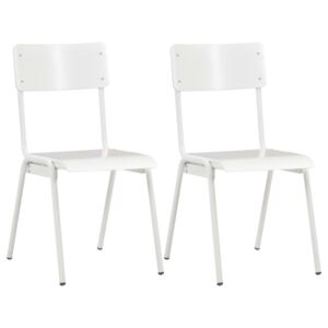 VidaXL Dining Chairs 2 pcs White Solid Plywood Steel