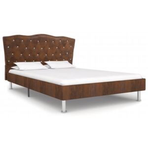 VidaXL Bed Frame Brown Faux Suede Leather 120x190 cm