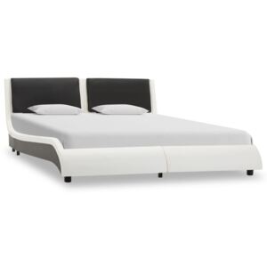 VidaXL Bed Frame White and Black Faux Leather 135x190 cm