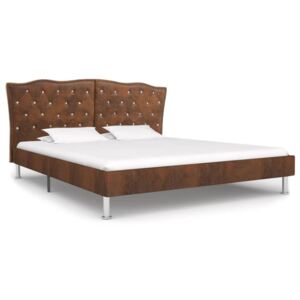 VidaXL Bed Frame Brown Faux Suede Leather 180x200 cm 6FT Super King