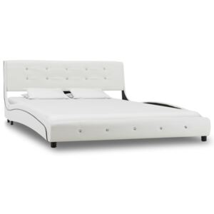 VidaXL Bed Frame White Faux Leather 135x190 cm