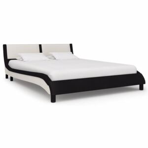 Bed Frame Black and White Faux Leather 120x190 cm