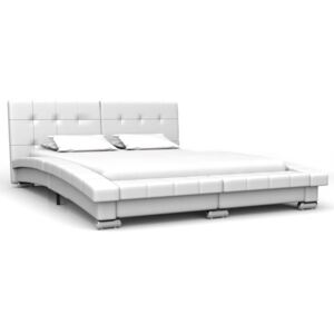 VidaXL Bed Frame White Faux Leather 135x190 cm