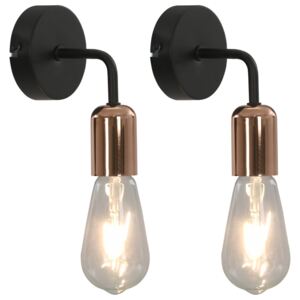 VidaXL Wall Lights 2 pcs with Filament Bulbs 2 W Black and Copper E27