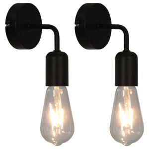 VidaXL Wall Lights 2 pcs with Filament Bulbs 2 W Black E27