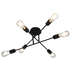 VidaXL Ceiling Light with Filament Bulbs 2 W Black E27