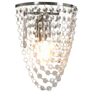 VidaXL Wall Lamp with Crystal Beads Silver Oval E14 Bulb