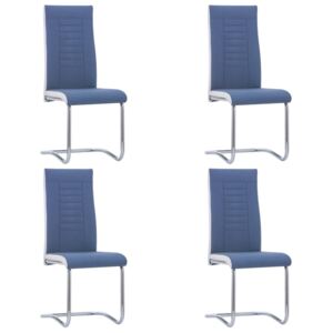 VidaXL Cantilever Dining Chairs 4 pcs Blue Fabric