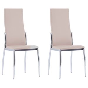 Dining Chairs 2 pcs Cappuccino Faux Leather
