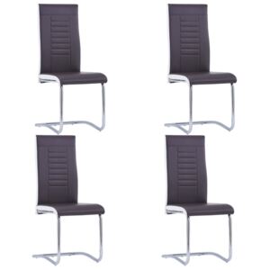 VidaXL Cantilever Dining Chairs 4 pcs Brown Faux Leather