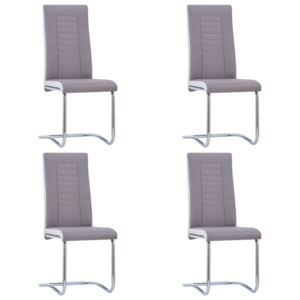 VidaXL Cantilever Dining Chairs 4 pcs Taupe Fabric