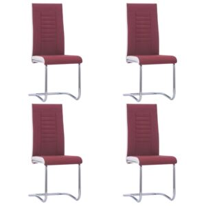 VidaXL Cantilever Dining Chairs 4 pcs Wine Red Fabric