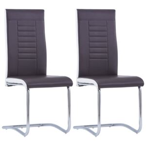VidaXL Cantilever Dining Chairs 2 pcs Brown Faux Leather