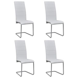 VidaXL Cantilever Dining Chairs 4 pcs White Faux Leather