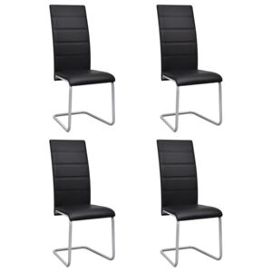 VidaXL Cantilever Dining Chairs 4 pcs Black Faux Leather