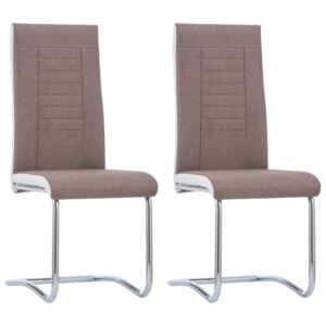 VidaXL Cantilever Dining Chairs 2 pcs Brown Fabric