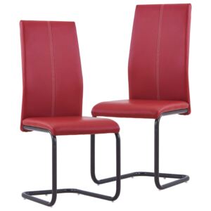 VidaXL Cantilever Dining Chairs 2 pcs Red Faux Leather