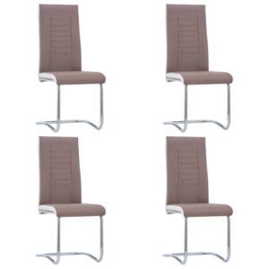 VidaXL Cantilever Dining Chairs 4 pcs Brown Fabric